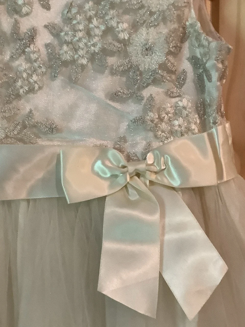 Bonnie Jean Ivory Lace Tulle Dress with Satin Bow